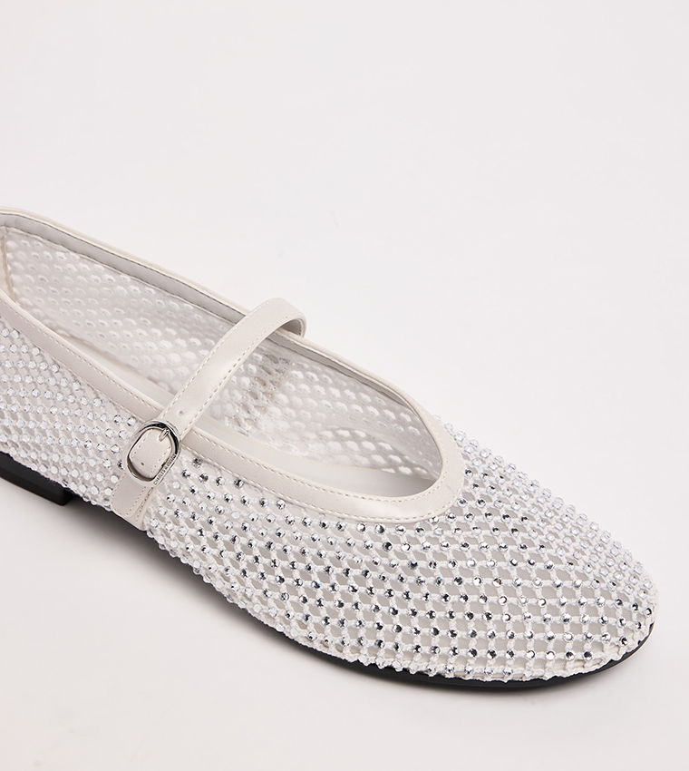 MAGGIE Crystal Embellished Mesh Mary Janes