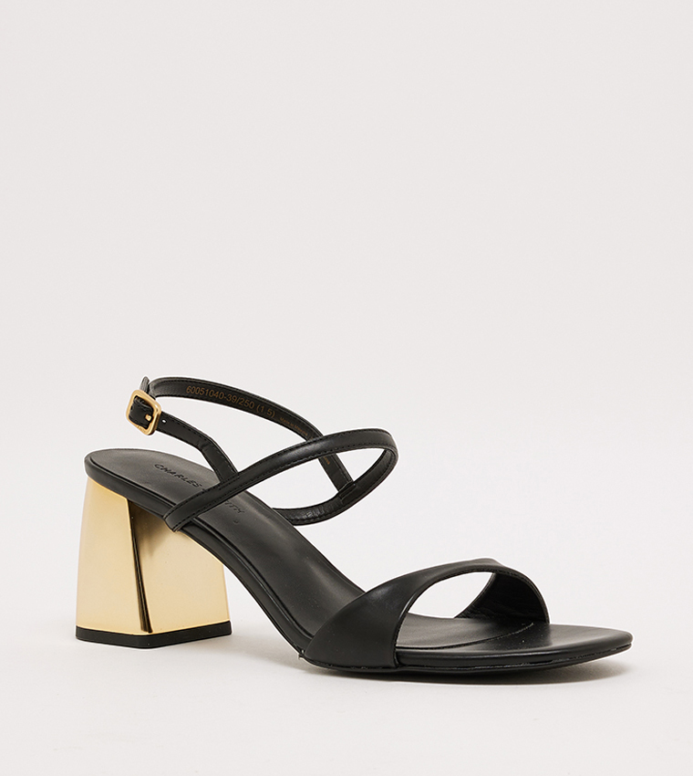 Open Toe Metallic Heel Sandals