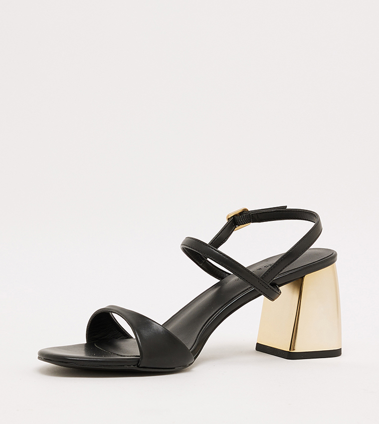 Open Toe Metallic Heel Sandals