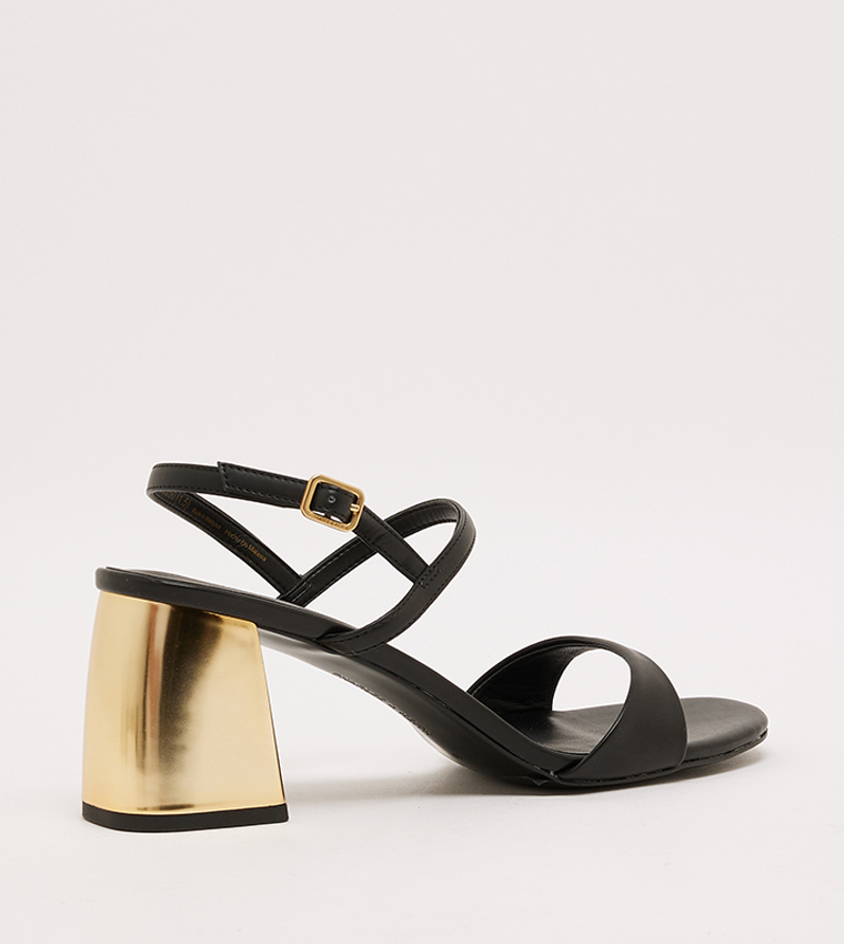 Open Toe Metallic Heel Sandals