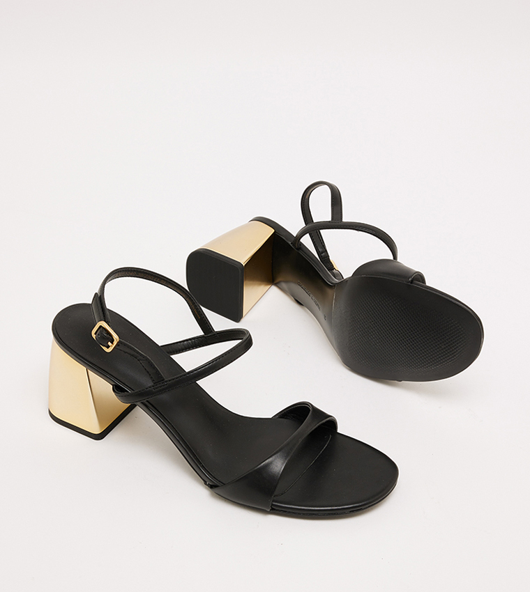Open Toe Metallic Heel Sandals