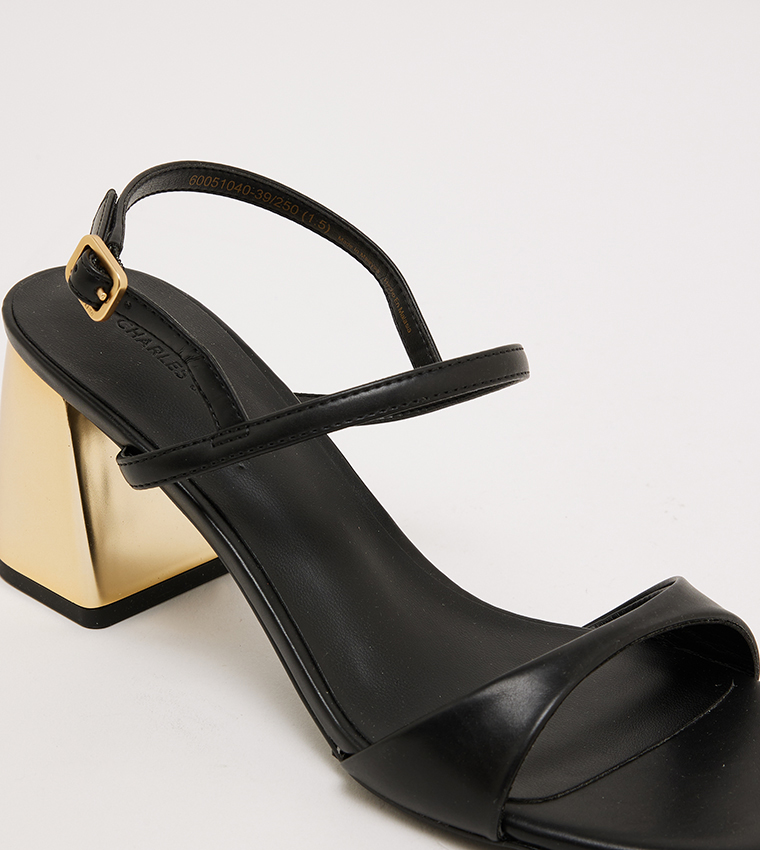 Open Toe Metallic Heel Sandals