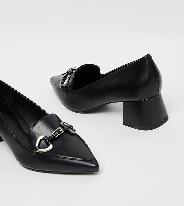 Block Heel Loafer Pumps