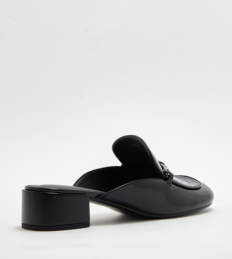 Buy Charles & Keith Chain Link Detail Heel Mules In Black