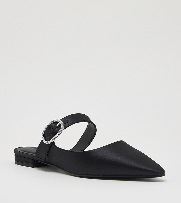 Buckle Detail Pointed Toe Mules