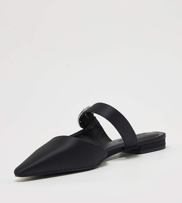 Buckle Detail Pointed Toe Mules