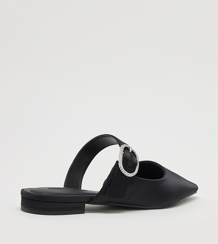 Buckle Detail Pointed Toe Mules