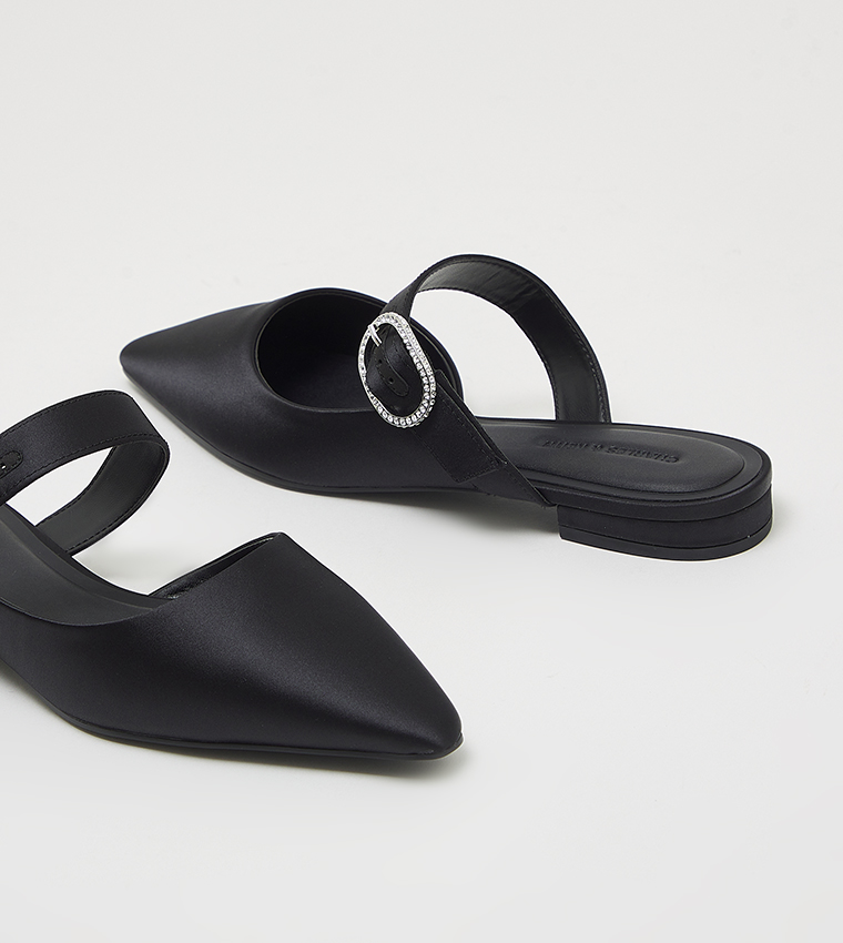 Buckle Detail Pointed Toe Mules