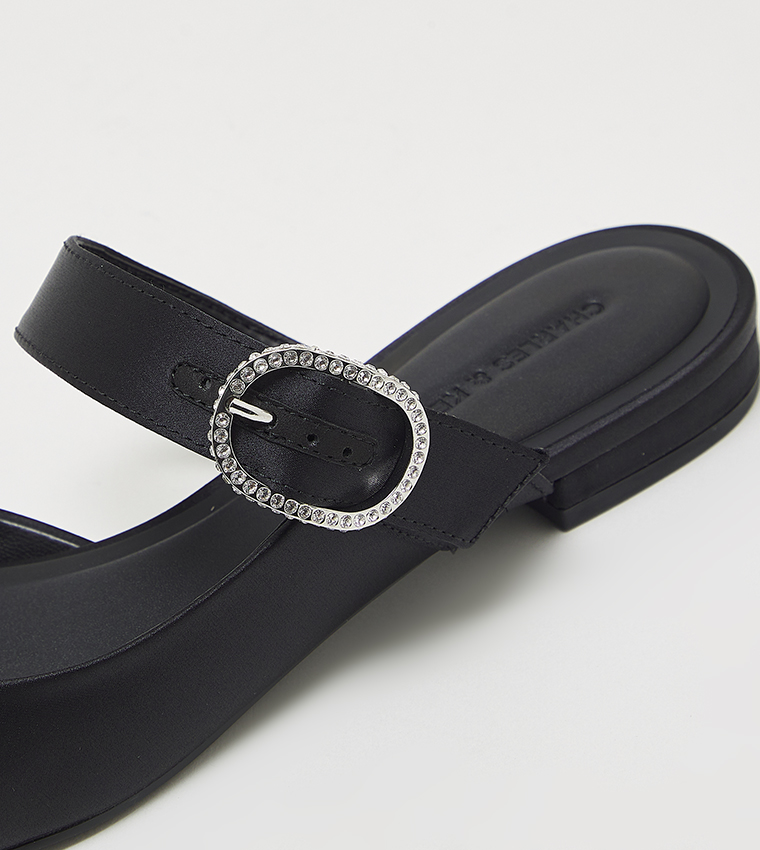 Buckle Detail Pointed Toe Mules