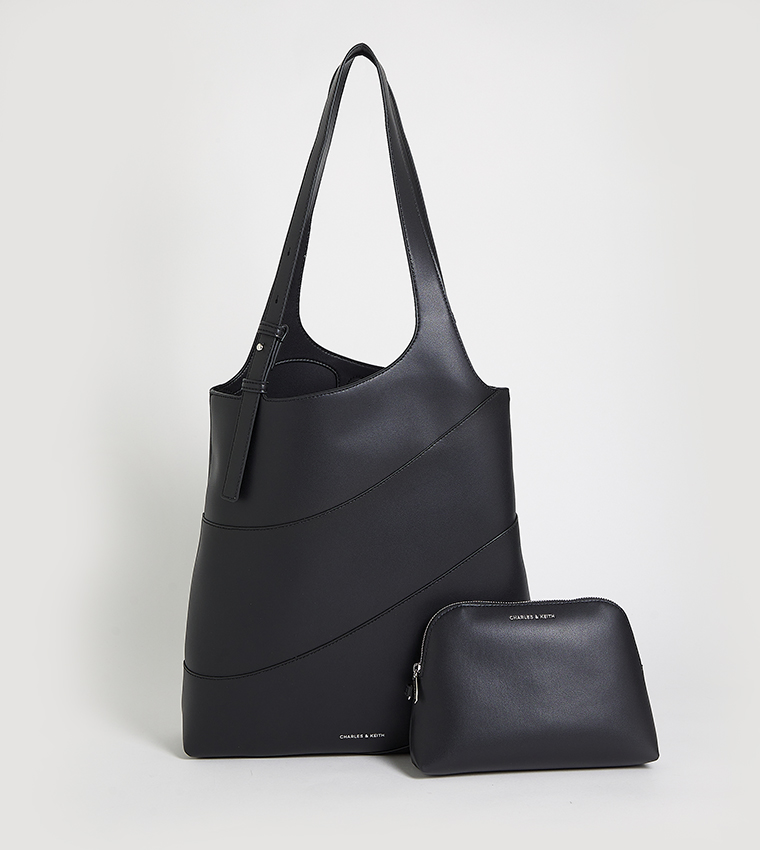 TRIN Textured Shoulder Bag with Pouch