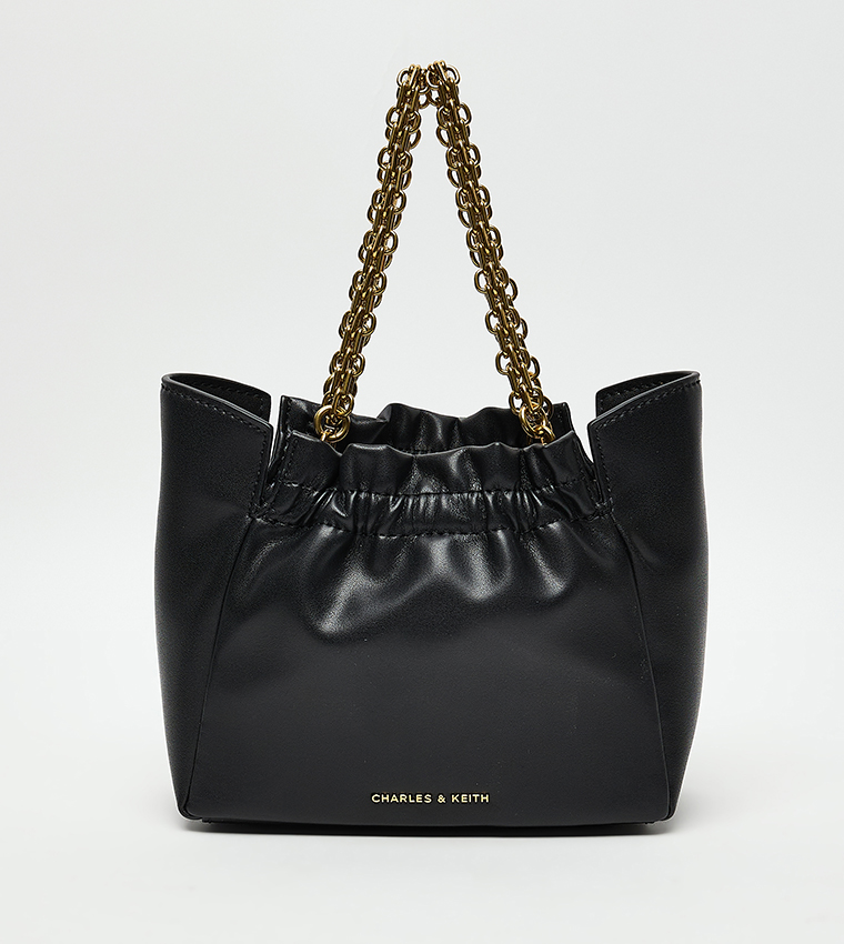 BRIGETTE Ruched Chain Handle Shoulder Bag