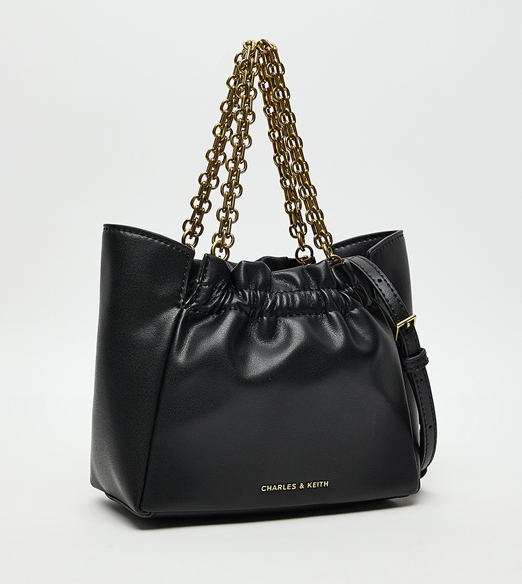 BRIGETTE Ruched Chain Handle Shoulder Bag