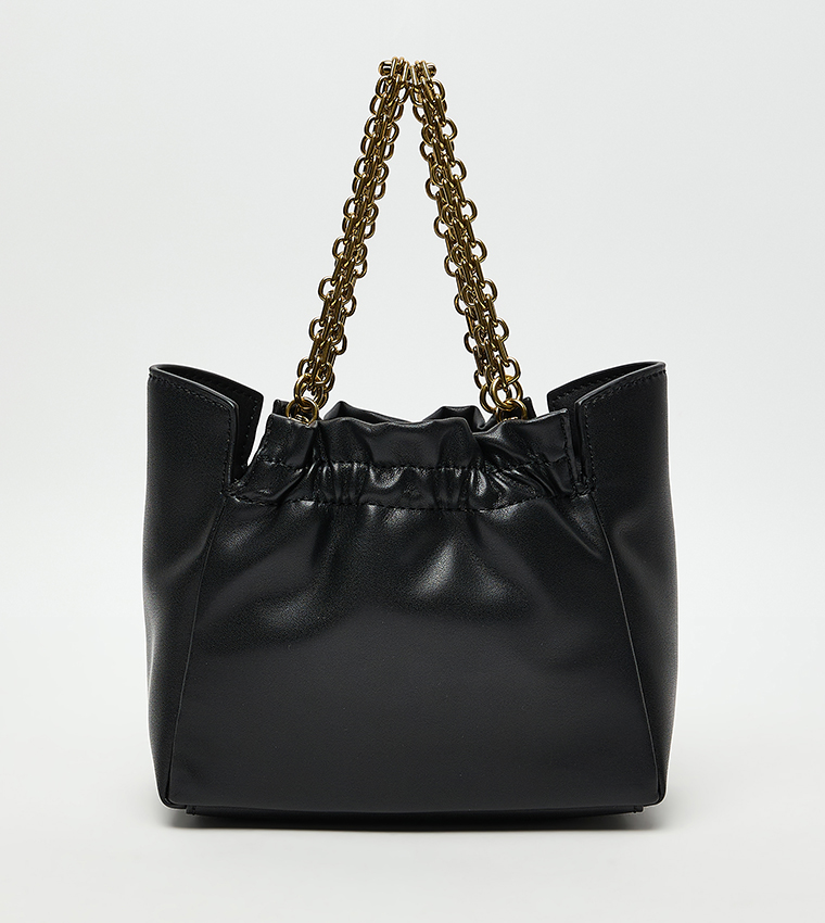 BRIGETTE Ruched Chain Handle Shoulder Bag