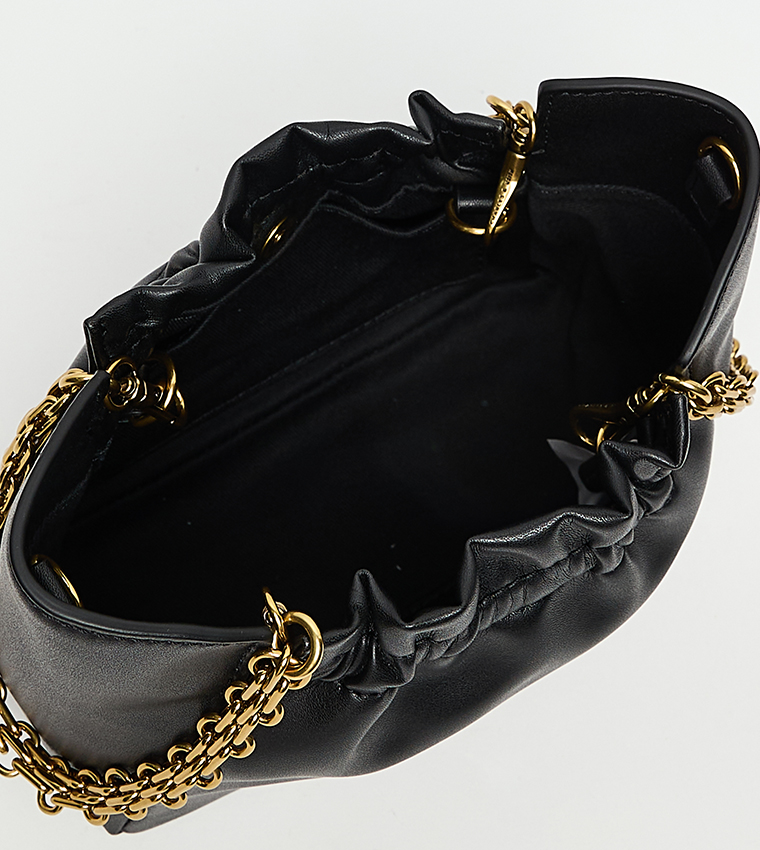 BRIGETTE Ruched Chain Handle Shoulder Bag