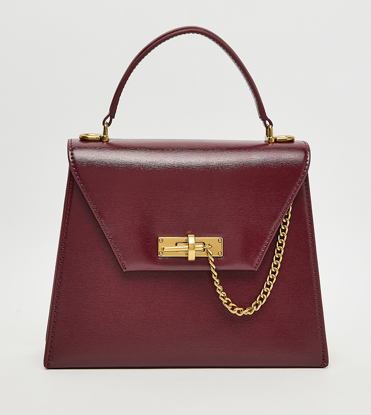 SAMANTHA Textured Flap Top Handle Bag