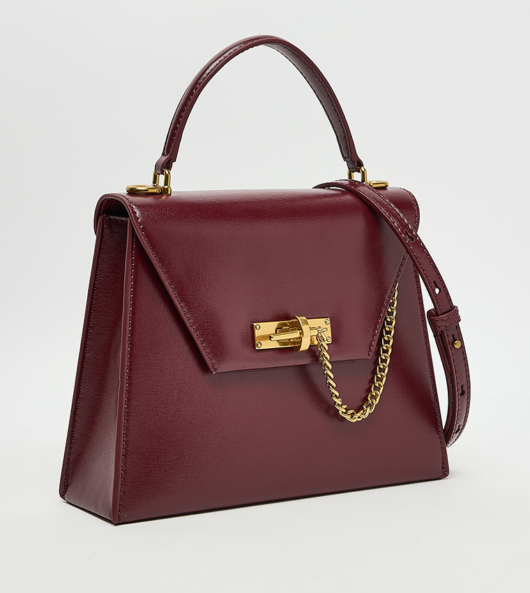 SAMANTHA Textured Flap Top Handle Bag