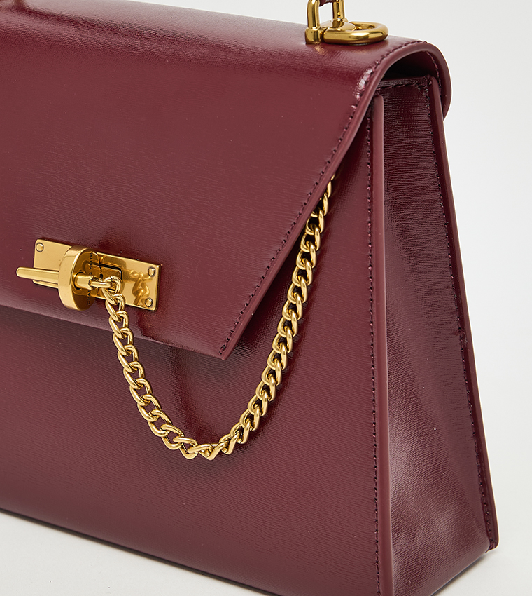 SAMANTHA Textured Flap Top Handle Bag