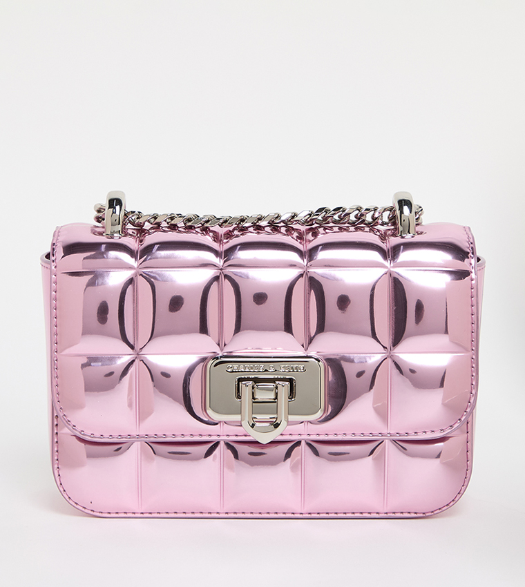 Buy Charles Keith Metallic Quilted Convertible Crossbody Bag In