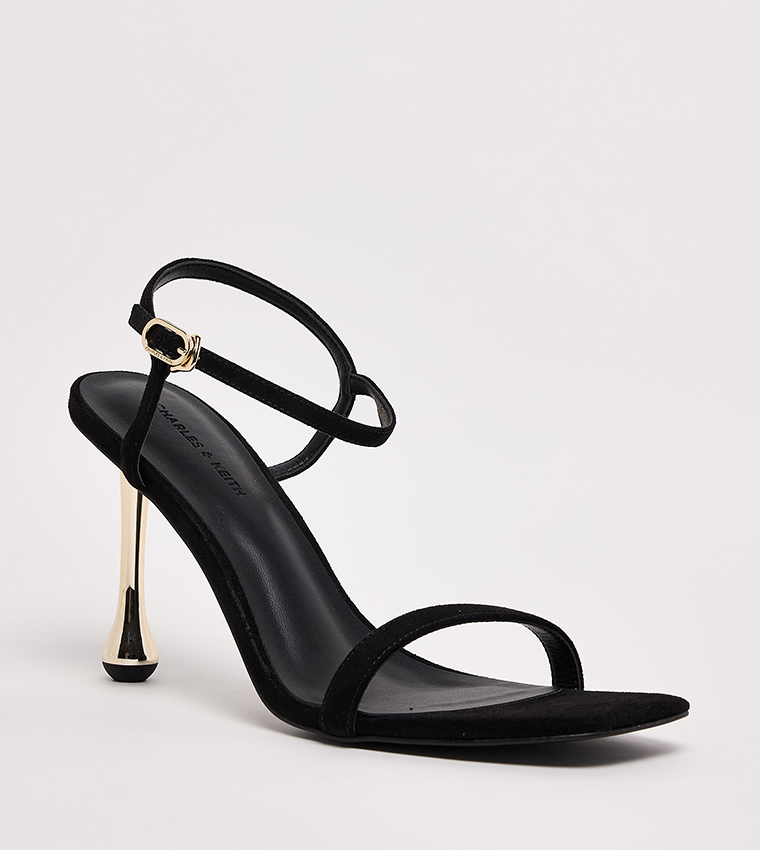 Faux Suede Sculptural Heel Sandals