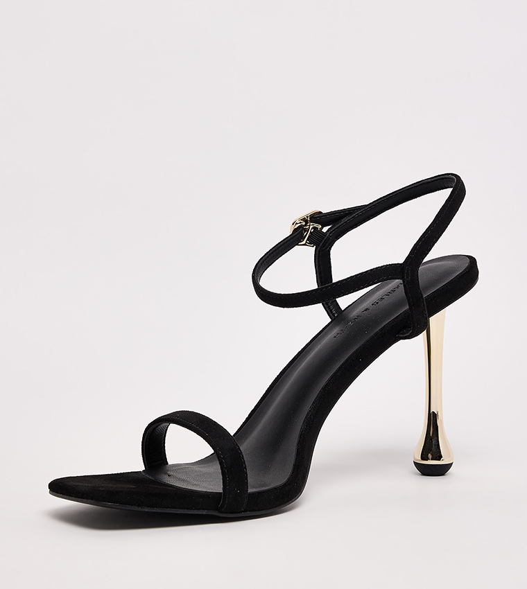 Faux Suede Sculptural Heel Sandals