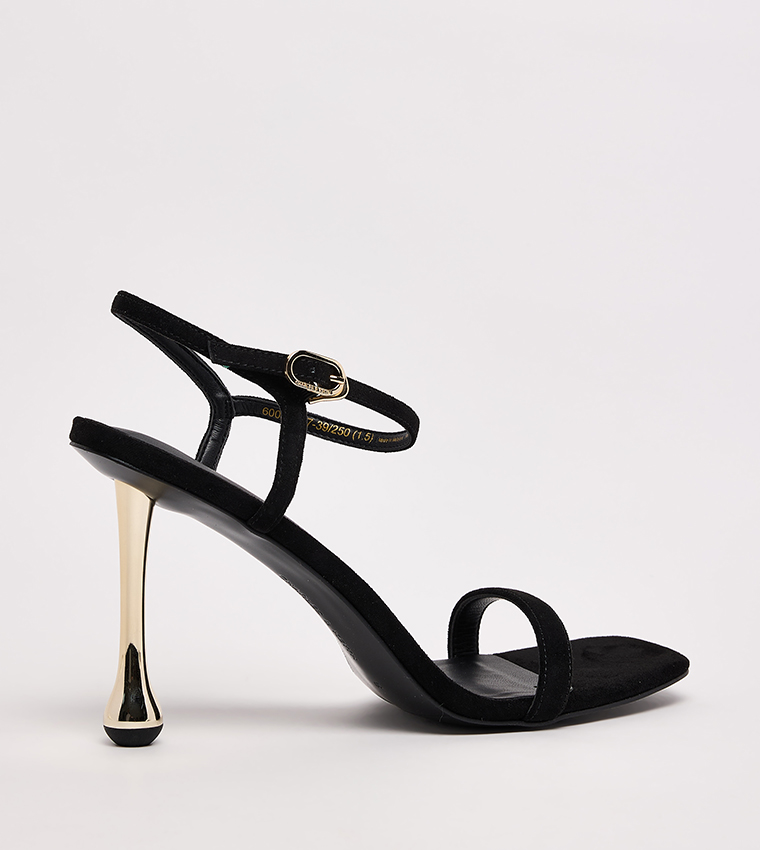 Faux Suede Sculptural Heel Sandals