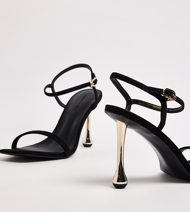 Faux Suede Sculptural Heel Sandals