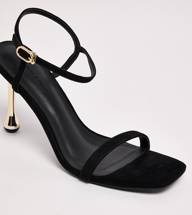 Faux Suede Sculptural Heel Sandals