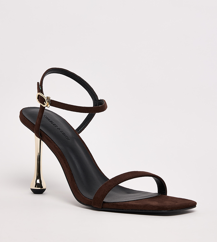 Faux Suede Sculptural Heel Sandals