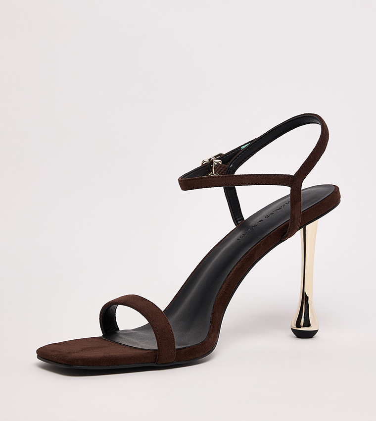 Faux Suede Sculptural Heel Sandals