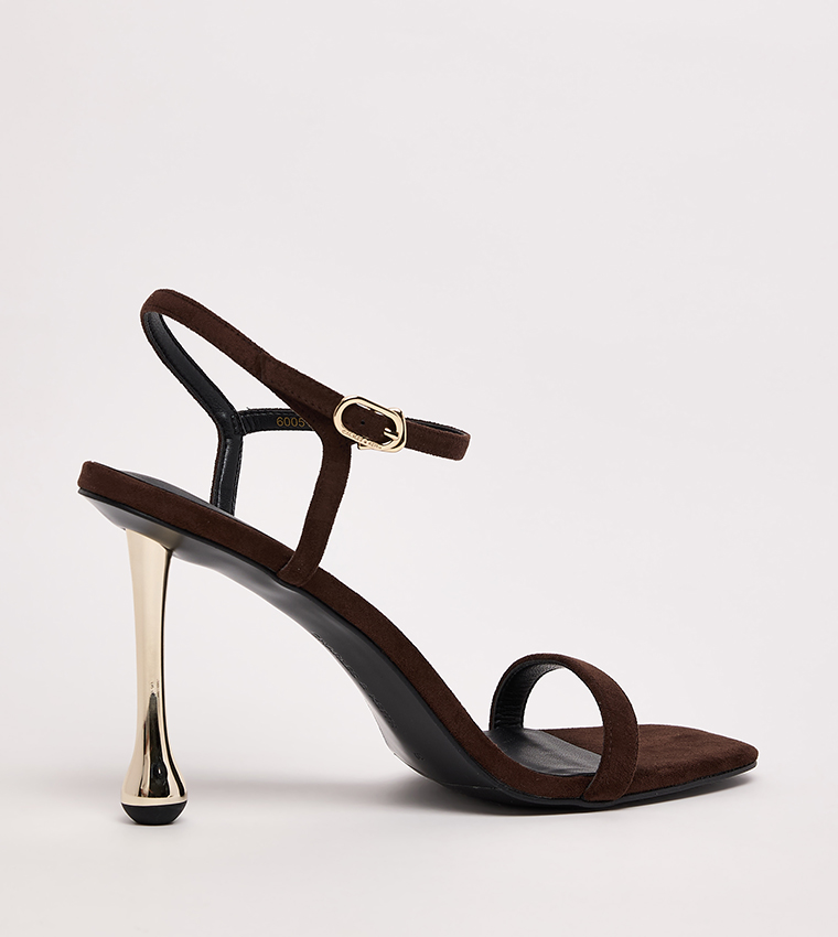 Faux Suede Sculptural Heel Sandals