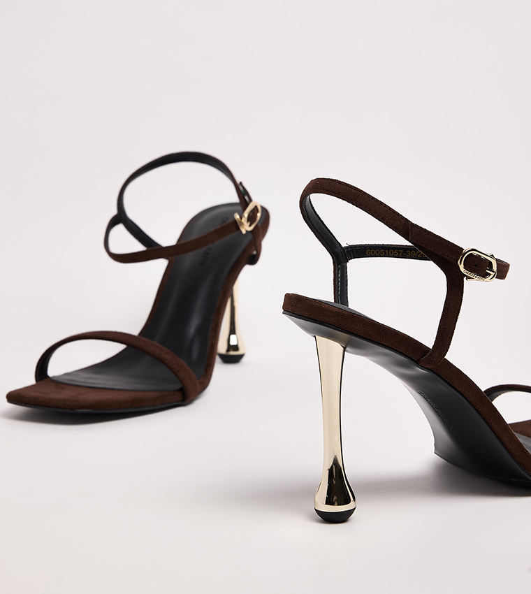 Faux Suede Sculptural Heel Sandals