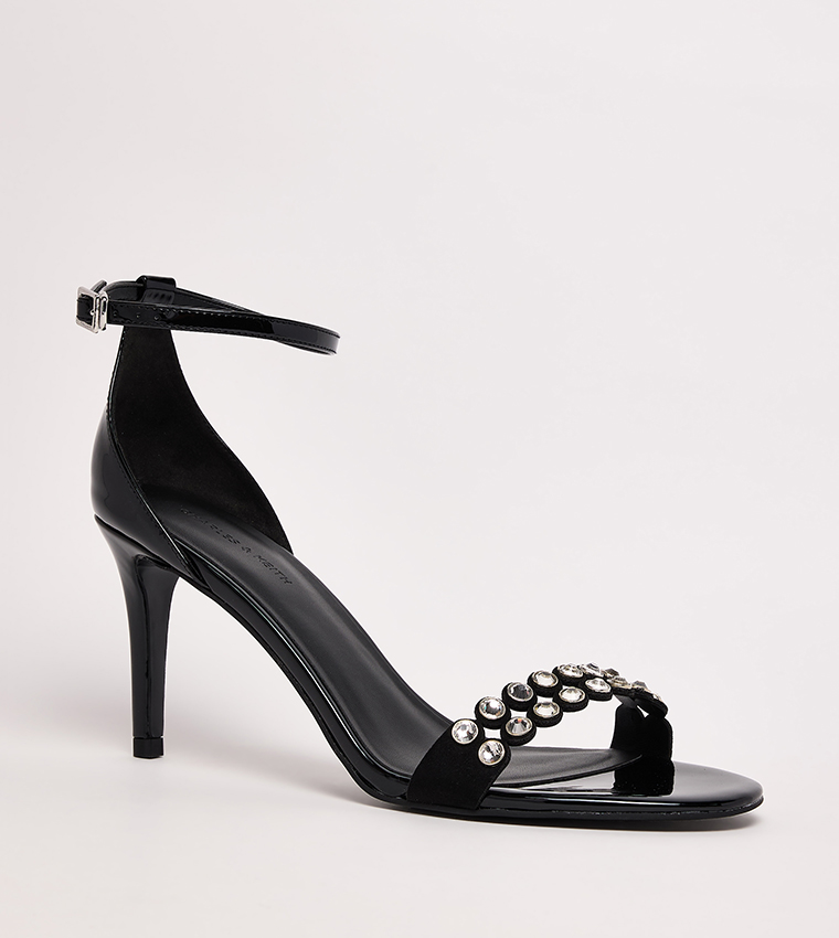 Patent Crystal Embellished Heeled Sandals