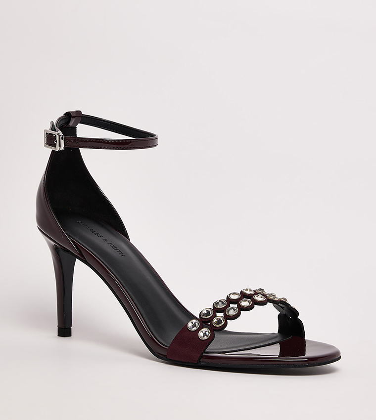 Patent Crystal Embellished Heeled Sandals