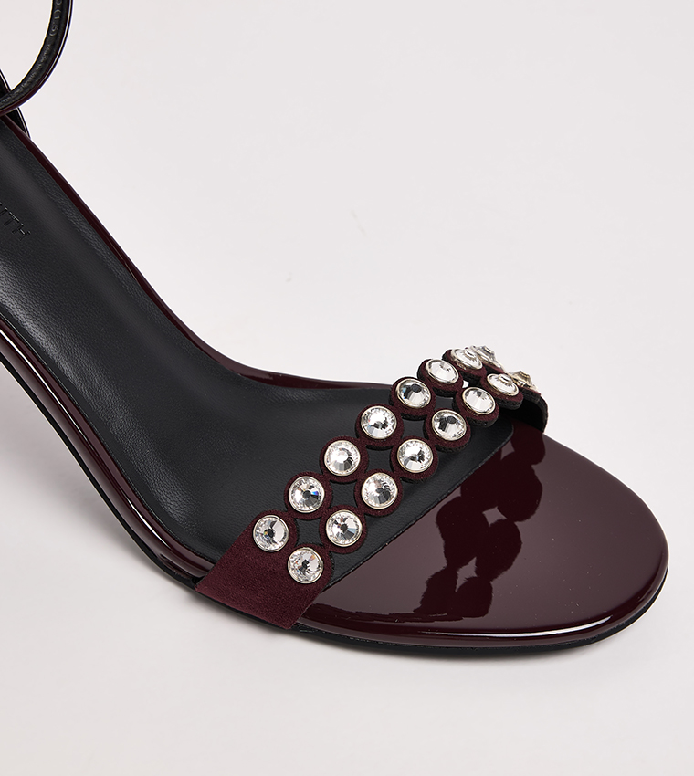 Patent Crystal Embellished Heeled Sandals