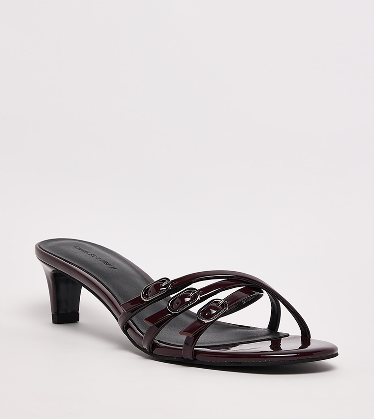 Patent Buckle Strappy Heeled Sandals
