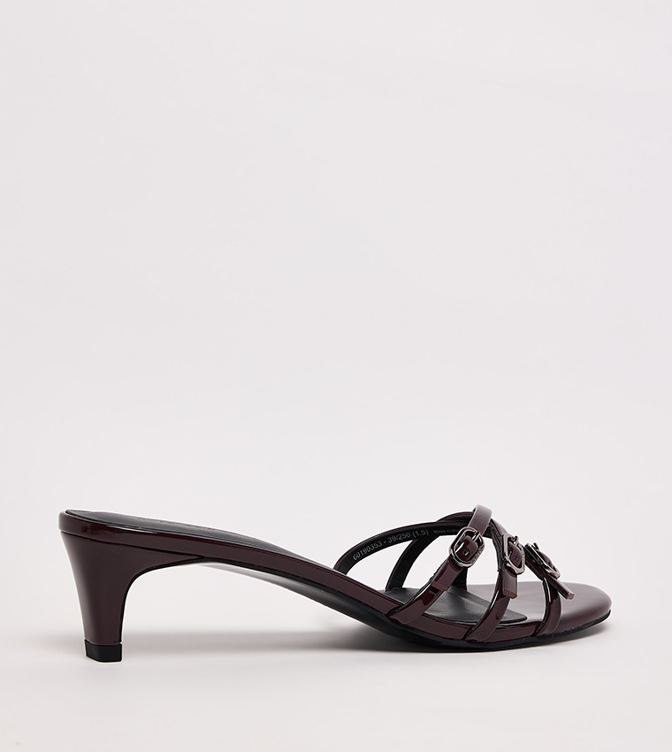 Patent Buckle Strappy Heeled Sandals