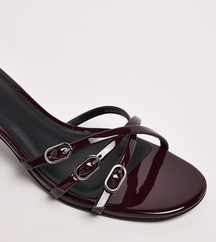 Patent Buckle Strappy Heeled Sandals