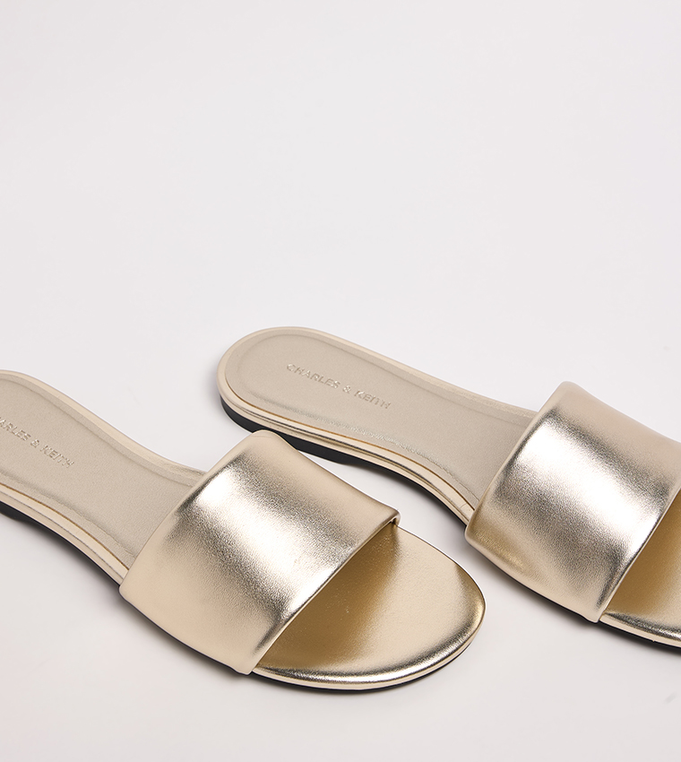 Metallic Satin Open Toe Flat Sandals