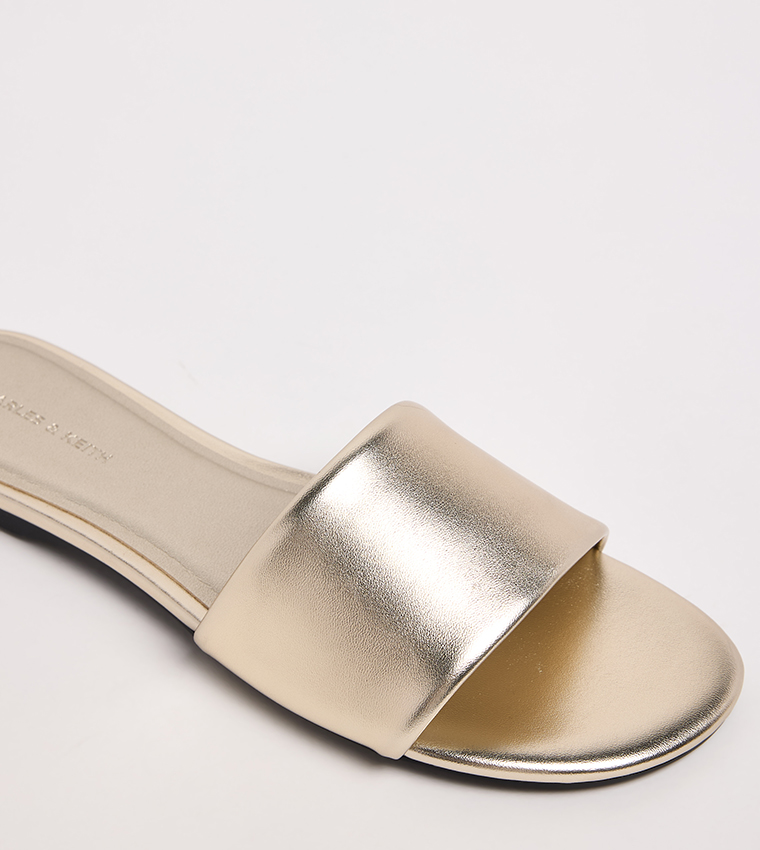 Metallic Satin Open Toe Flat Sandals