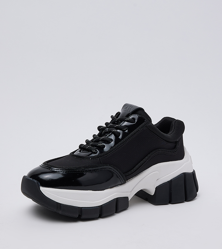 Yunna Leather Recycled Fabric Chunky Sneakers
