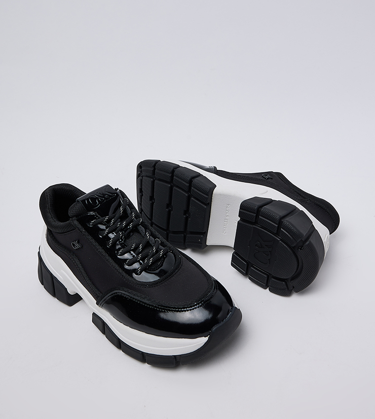 Yunna Leather Recycled Fabric Chunky Sneakers
