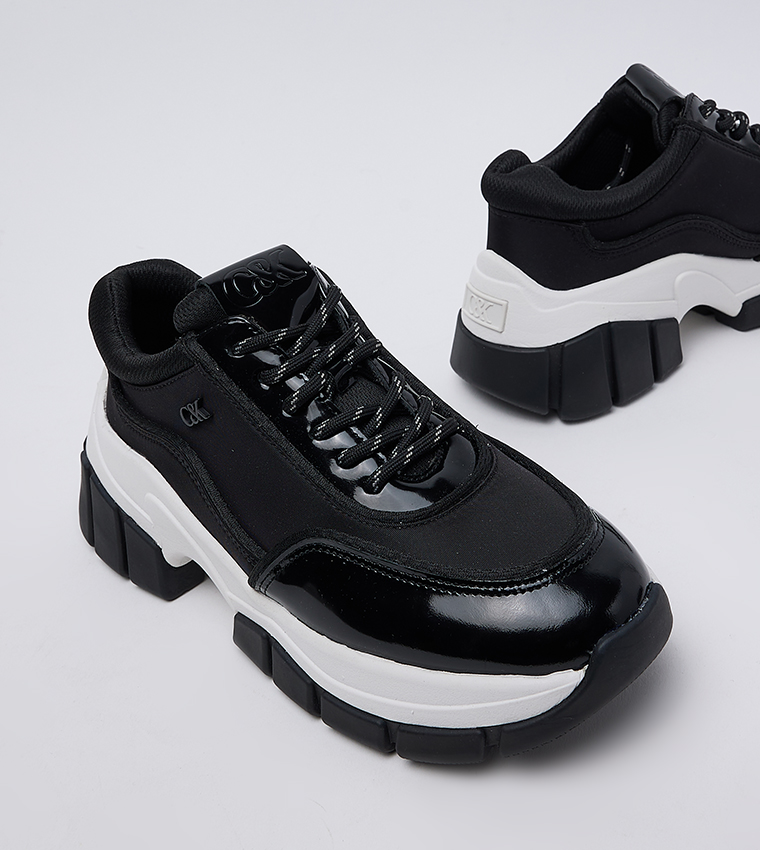 Yunna Leather Recycled Fabric Chunky Sneakers