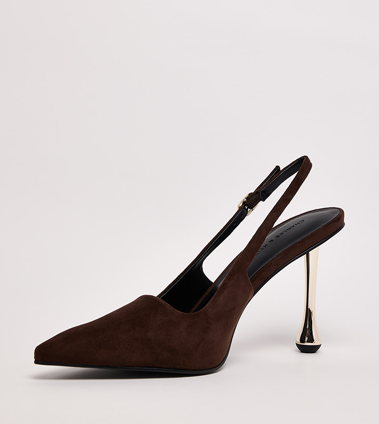 Sculptural Heel Slingback Pumps