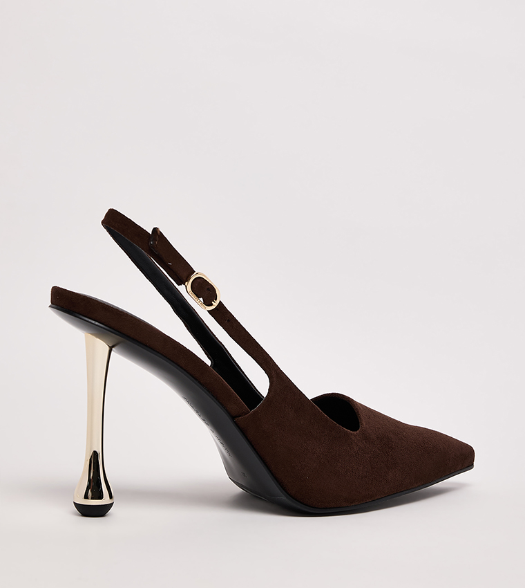 Sculptural Heel Slingback Pumps