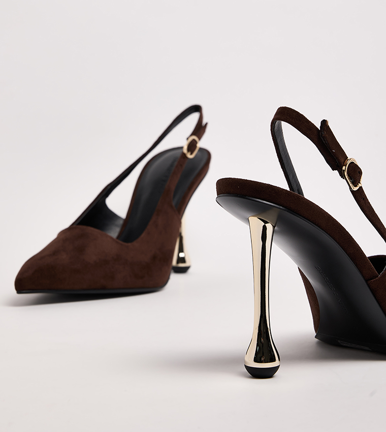 Sculptural Heel Slingback Pumps