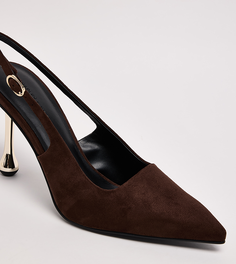 Sculptural Heel Slingback Pumps