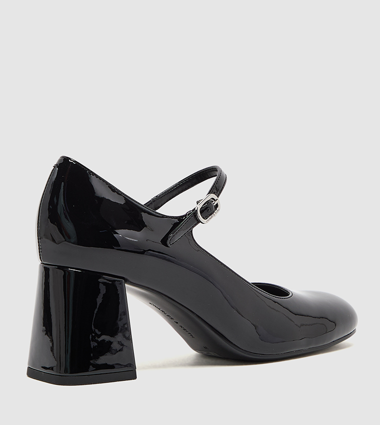 Patent Block Heel Mary Jane Pumps