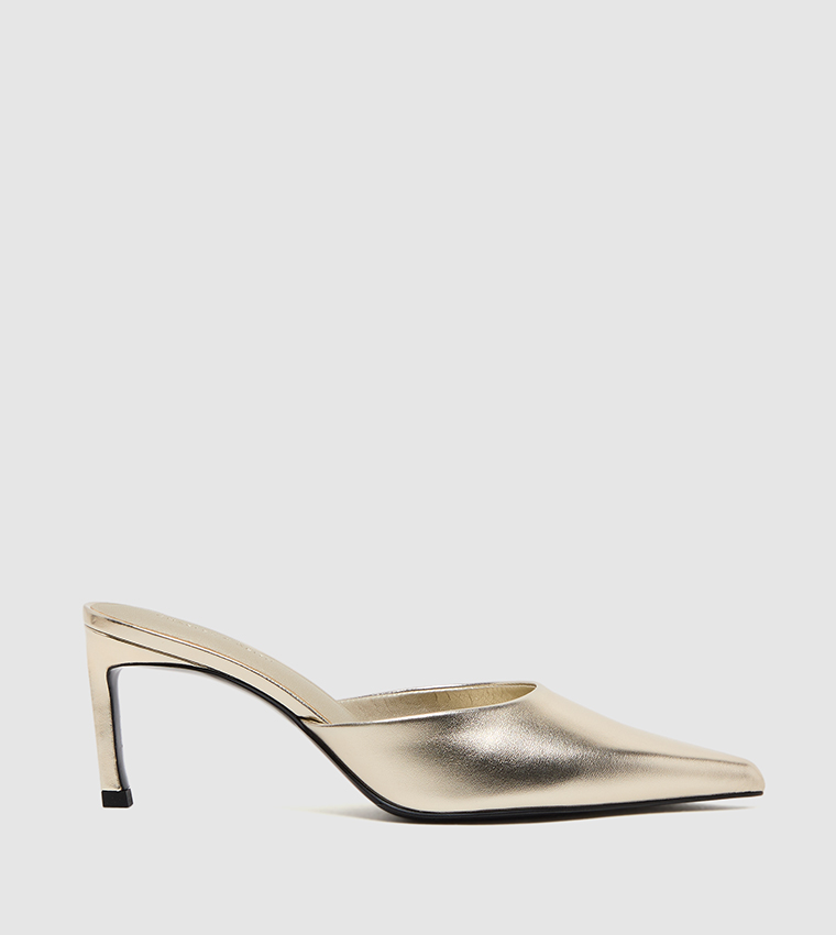 Metallic Pointed Toe Mule Pumps
