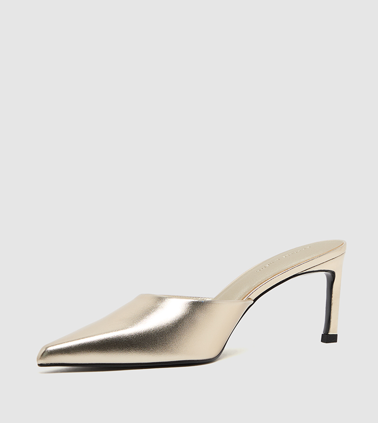 Metallic Pointed Toe Mule Pumps
