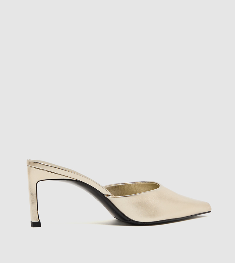 Metallic Pointed Toe Mule Pumps